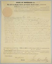 SAM HOUSTON SIGNED LAND GRANT,