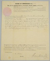 SAM HOUSTON SIGNED LAND GRANT