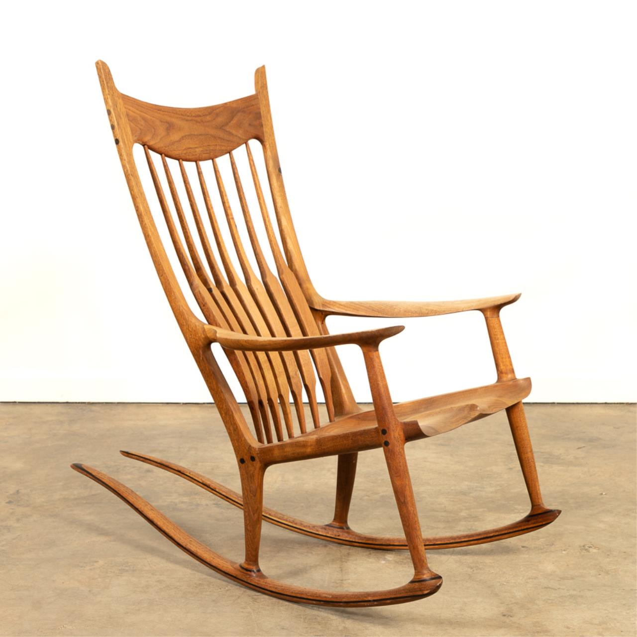 SAM MALOOF WALNUT ROCKING CHAIR -