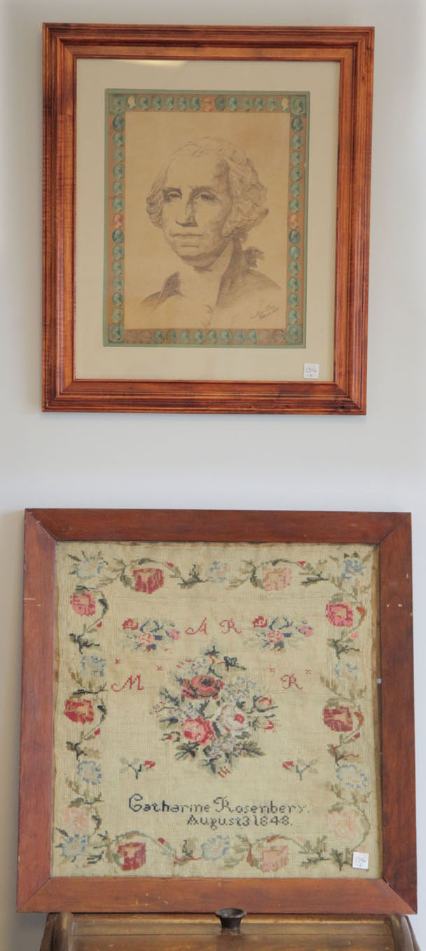 SAMPLER AND FOLK ART PORTRAIT OF