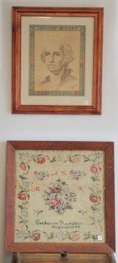 SAMPLER AND FOLK ART PORTRAIT