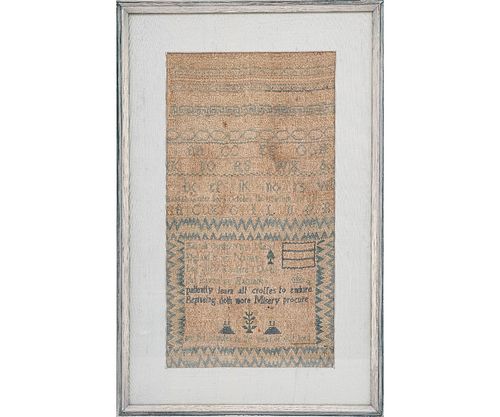 SAMPLER DATED 1787Framed and matted