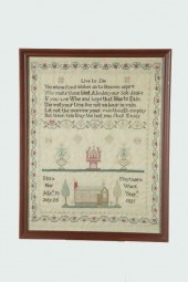 SAMPLER.  England  1821  silk