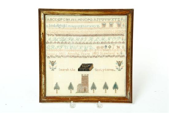 SAMPLER.  England  1882  silk on
