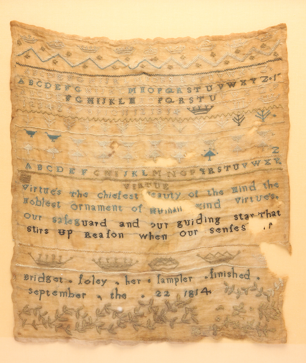 SAMPLER. Probably English, silk
