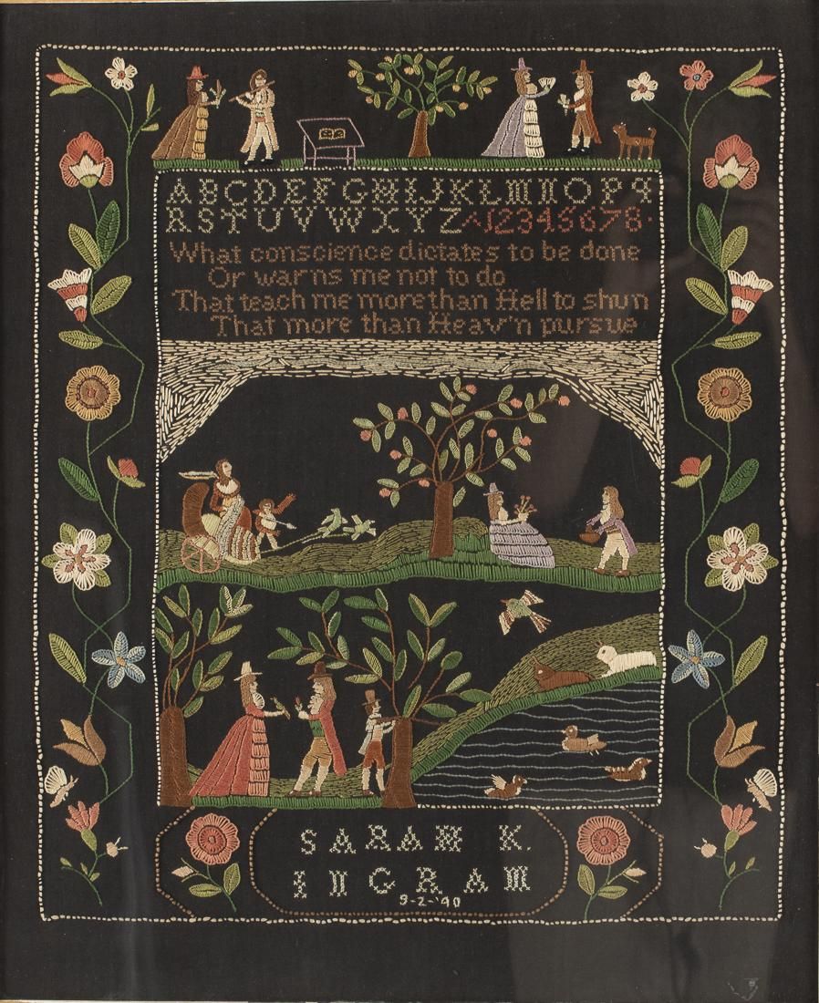 SAMPLER, SIGNED SARAH INGRAM,