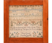 SAMPLER<br>Silk on linen sampl