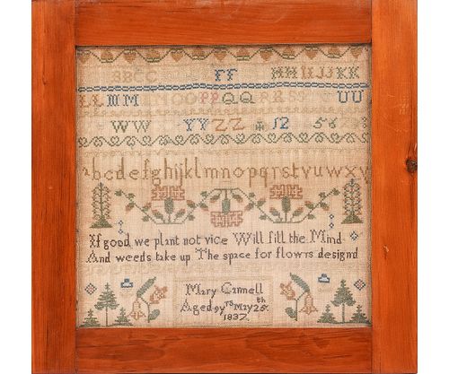 SAMPLERSilk on linen sampler