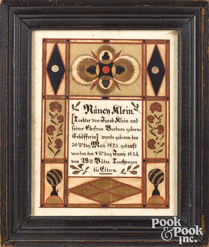 SAMUEL BENTZ FRAKTUR BIRTH