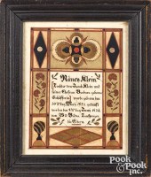 SAMUEL BENTZ FRAKTUR BIRTH CER