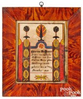 SAMUEL BENTZ FRAKTUR BIRTH CER