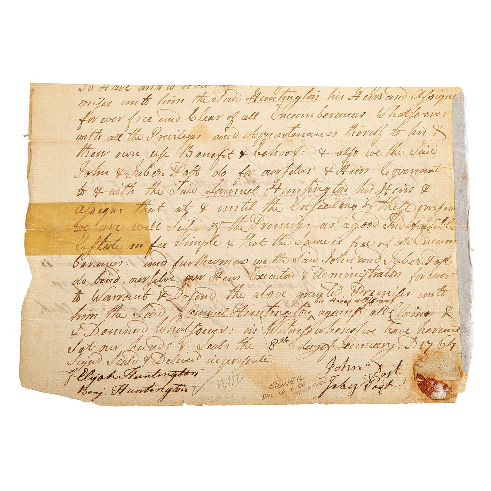 SAMUEL HUNTINGTON, HANDWRITTEN