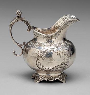 Samuel Kirk coin silver creamer,