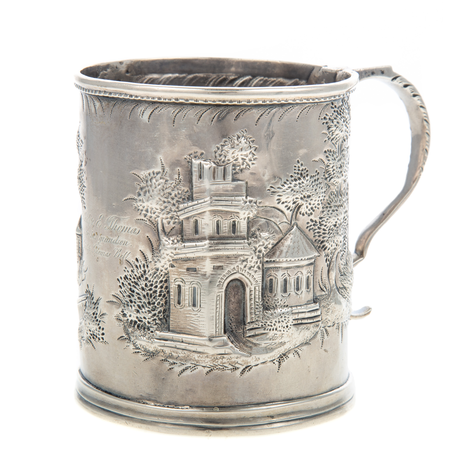 SAMUEL KIRK COIN SILVER MUG OF B