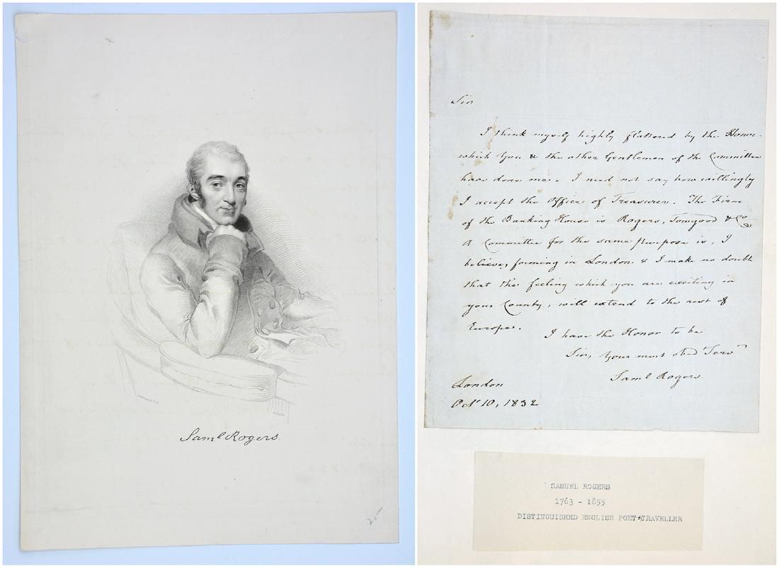 SAMUEL ROGERS HANDWRITTEN LETTER