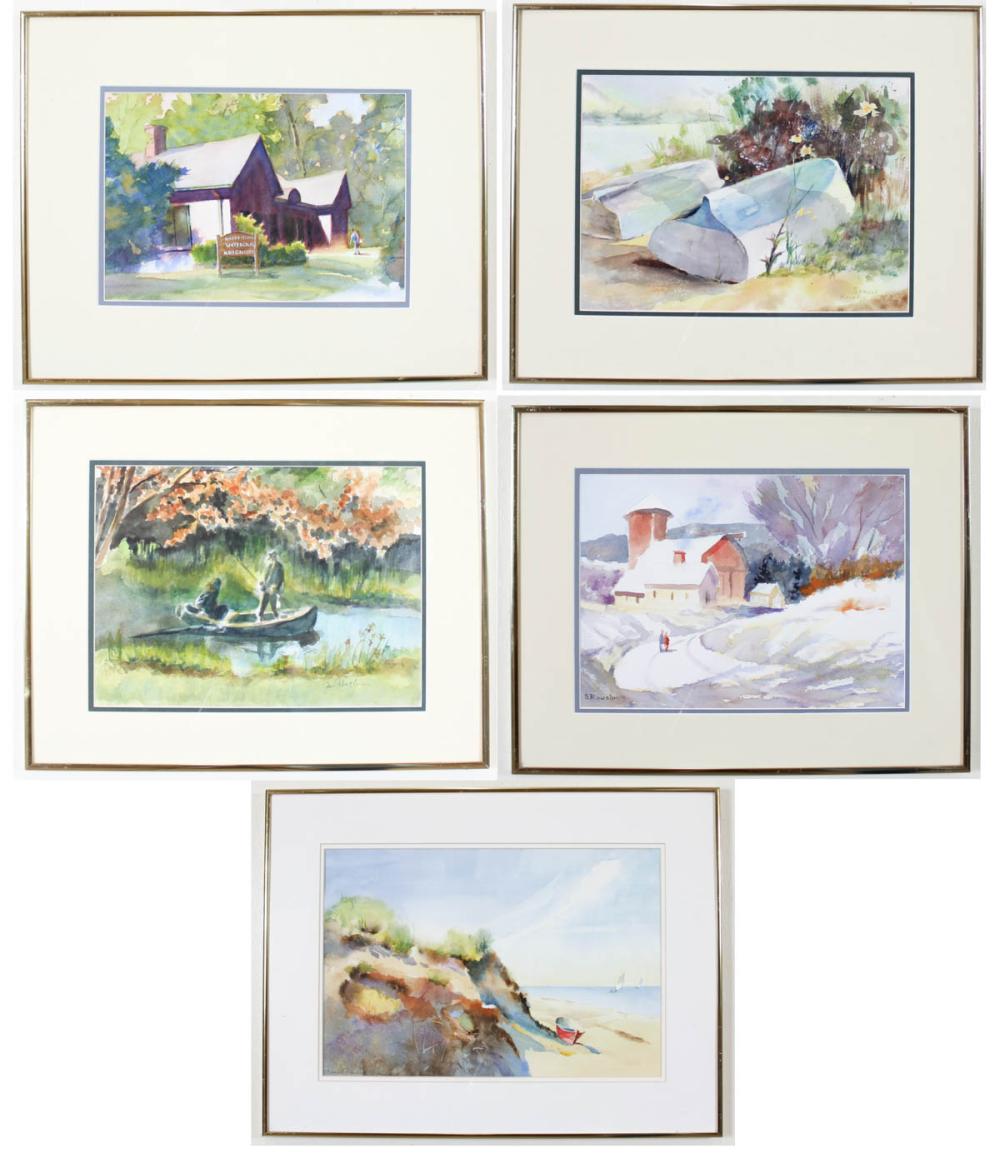 SAMUEL ROUSLIN FIVE WATERCOLORS
