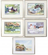 SAMUEL ROUSLIN FIVE WATERCOLOR