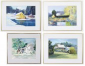 SAMUEL ROUSLIN FOUR WATERCOLOR