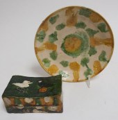 SANCAI GLAZED DISH AND PILLOWF