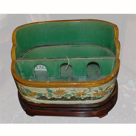 Sancai Glazed Stoneware Basin 	 