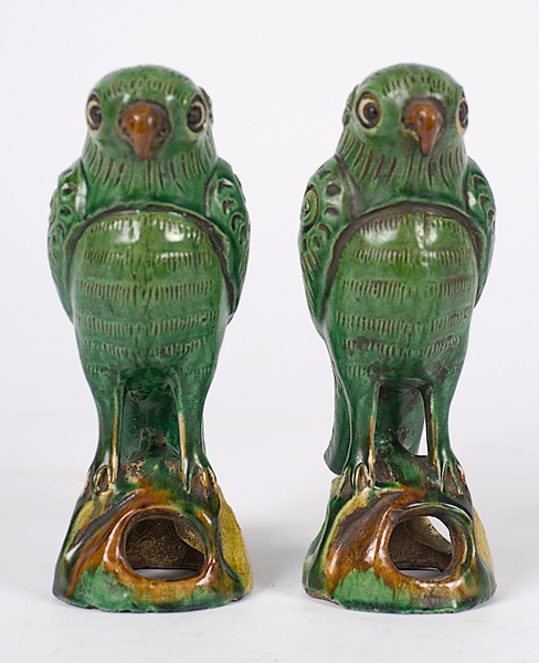 Sancai-style Ceramic Parrots