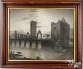 SANDPAPER DRAWING OF A CASTLE,