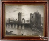 SANDPAPER DRAWING OF A CASTLE,