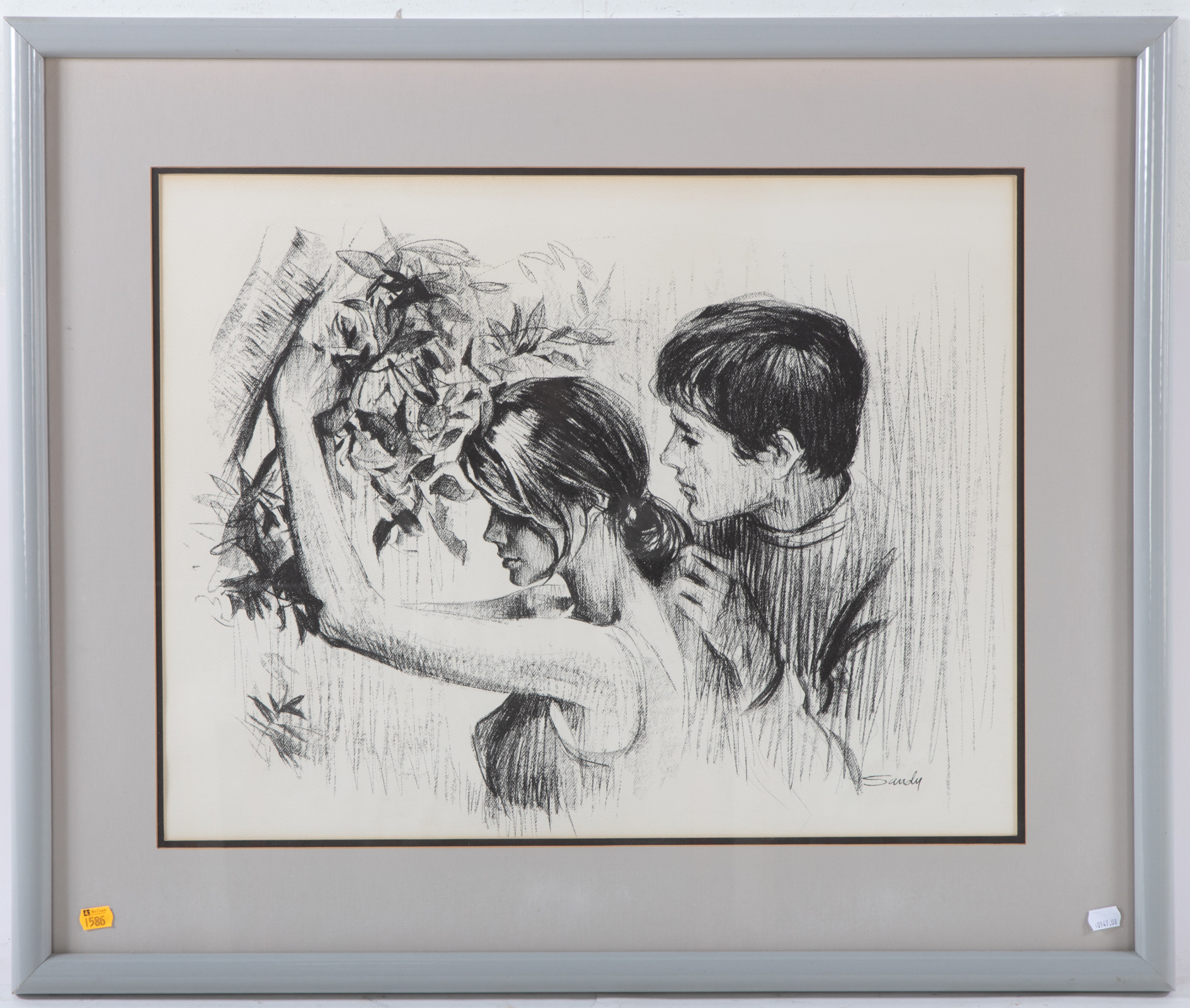 SANDU. YOUNG COUPLE, LITHOGRAPH