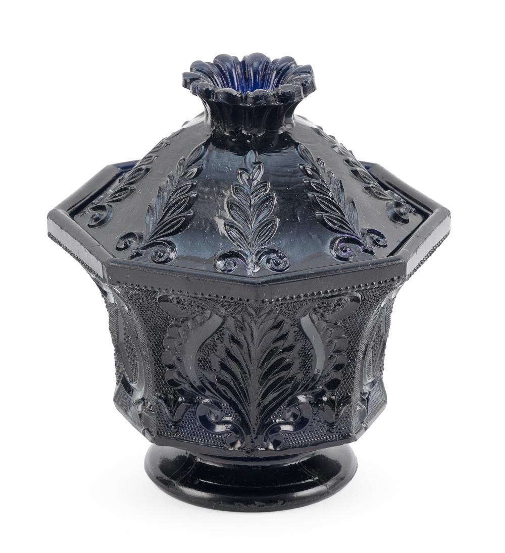 SANDWICH GLASS COBALT BLUE LACY