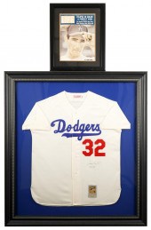 SANDY KOUFAX SIGNED JERSEY AND