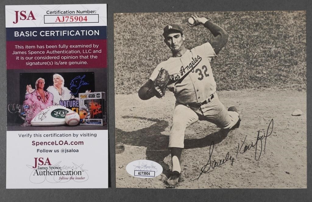 SANDY KOUFAX SIGNED PHOTO, JSAB&W