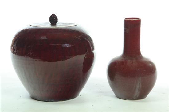 SANG DE BOEUF JAR AND VASE.  China