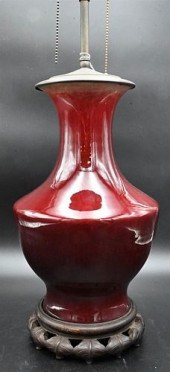 SANG DE BOEUF VASE, MOUNTED IN