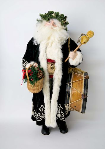 SANTA CLAUS FIGURE HOLDING DRUM AND