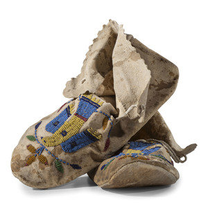 Santee Sioux Beaded Hide Moccasins,