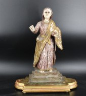 SANTO FIGURE CARVED GESSO & PA