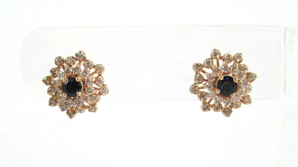 SAPPHIRE AND DIAMOND EAR STUDS
