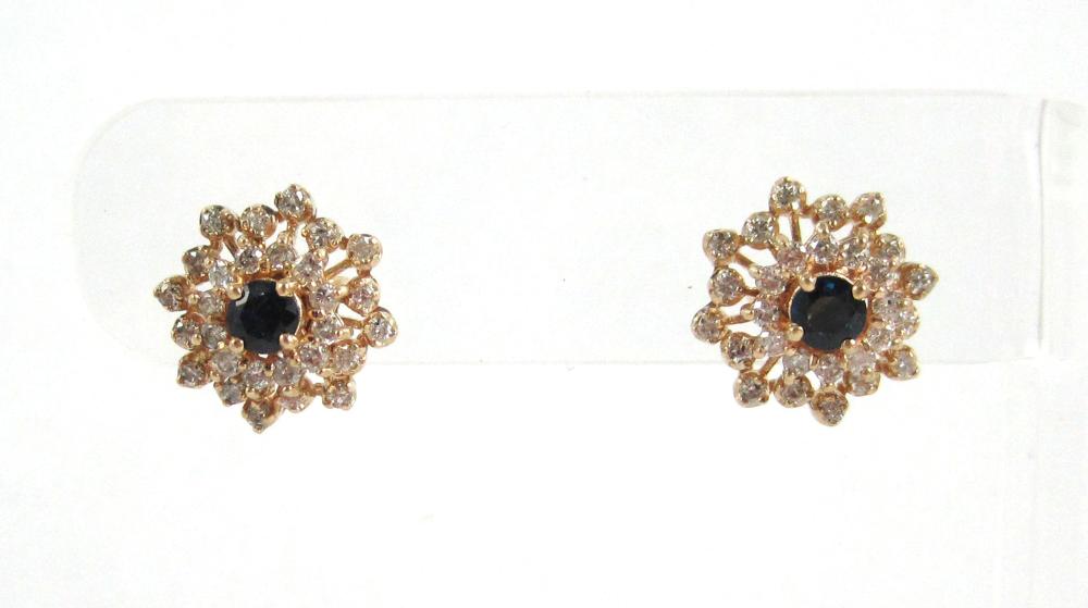 SAPPHIRE AND DIAMOND EAR STUDS