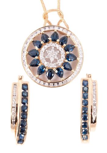 SAPPHIRE AND DIAMOND NECKLACE AND