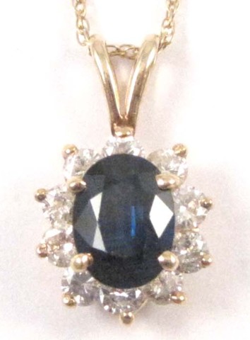 SAPPHIRE AND DIAMOND PENDANT