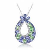 SAPPHIRE AND DIAMOND PENDANT W