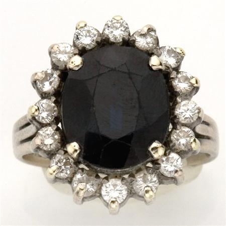Sapphire and Diamond Ring 	 