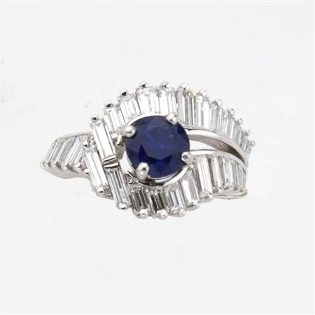 Sapphire and Diamond Ring 	 