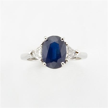 Sapphire and Diamond Ring 	 