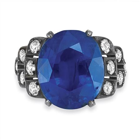 Sapphire and Diamond Ring 	 