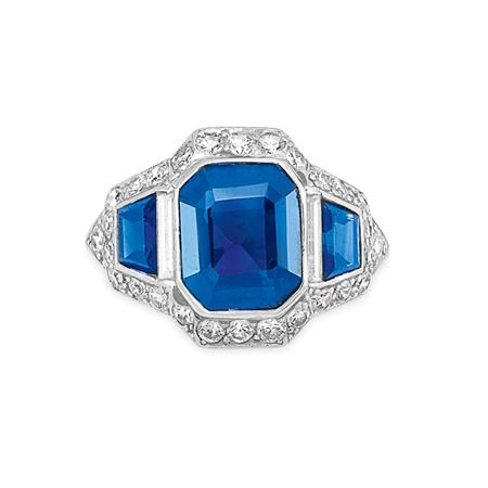 Sapphire and Diamond Ring 	 
