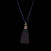 Sapphire Bead Tassel Necklace