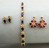 SAPPHIRE, DIAMOND AND 14K BRAC