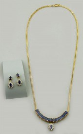 SAPPHIRE, DIAMOND AND 18K PEND