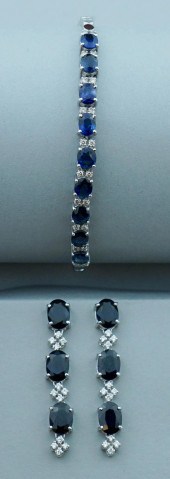 SAPPHIRE, DIAMOND AND 18K WHIT